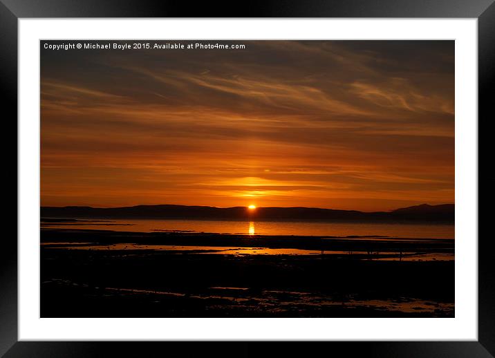  Ayr sunset looking towards Isle of Aaron Framed Mounted Print by Michael Boyle