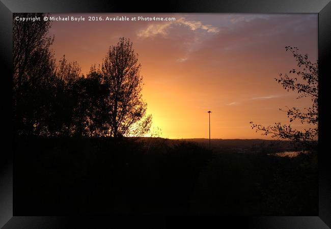 Orange Sunset over the River Tyne Framed Print by Michael Boyle