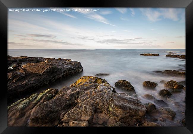  Milky water over large rocks Framed Print by christopher gould