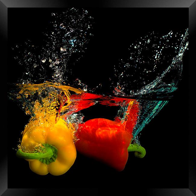  Splashing Peppers! Framed Print by Robert Bradshaw
