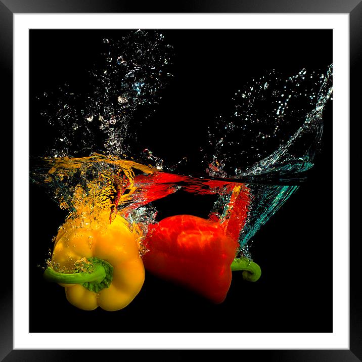  Splashing Peppers! Framed Mounted Print by Robert Bradshaw