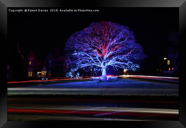 Christmas Tree Lights Astbury Village Framed Print by Robert Davies