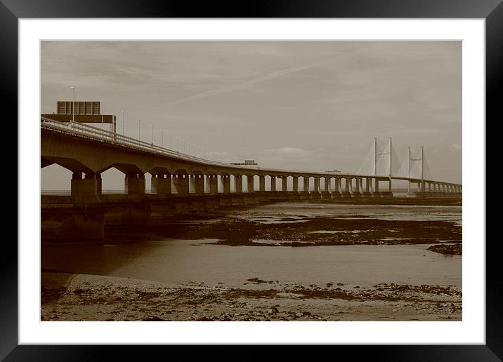  Second Severn Crossing over the Severn Estuary Framed Mounted Print by Caroline Hillier