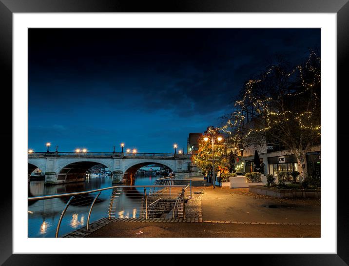  Xmas LIghts By the Thames at Kingston Framed Mounted Print by Colin Evans