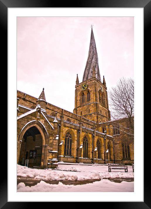 The Crooked Spire In The Snow Framed Mounted Print by Michael South Photography
