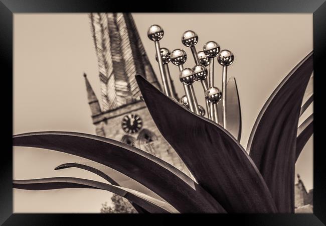 The Crooked Spire and the Pomegranate Flower Framed Print by Michael South Photography
