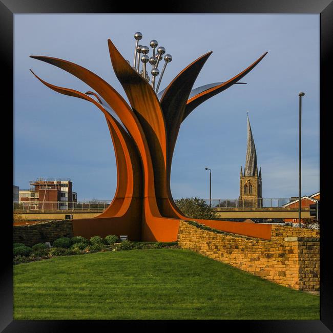 The Crooked Spire and the pomegranate flower Framed Print by Michael South Photography