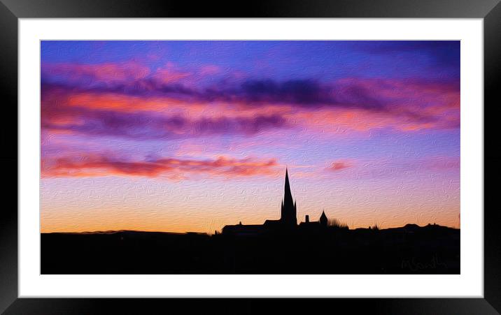 The Crooked Spire.(A digital painting effect)  Framed Mounted Print by Michael South Photography