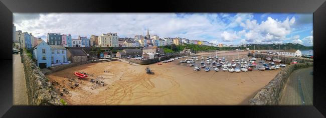 Tenby Harbour Panoramic  Framed Print by Michael South Photography