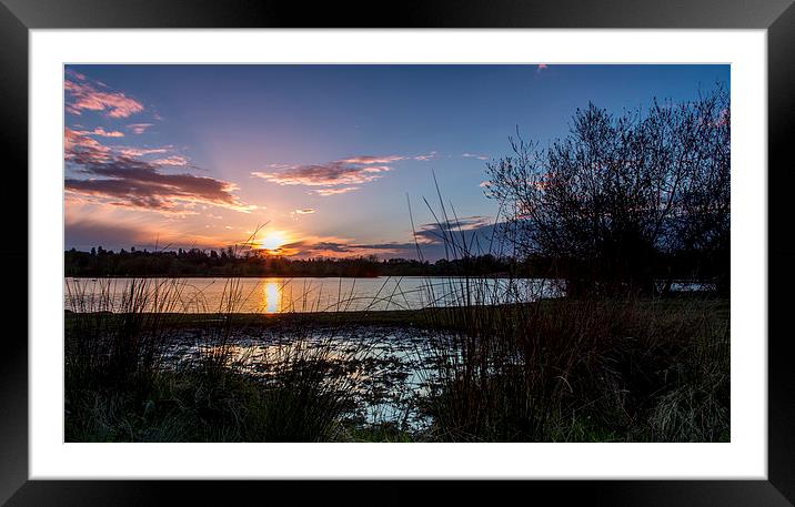  sunset over lake Framed Mounted Print by Paul Burrows