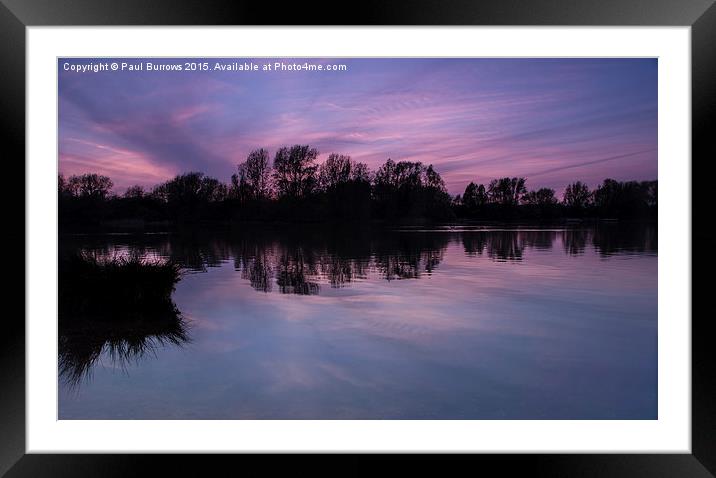  pink sky at sunset at Watermead Park Birstall Framed Mounted Print by Paul Burrows