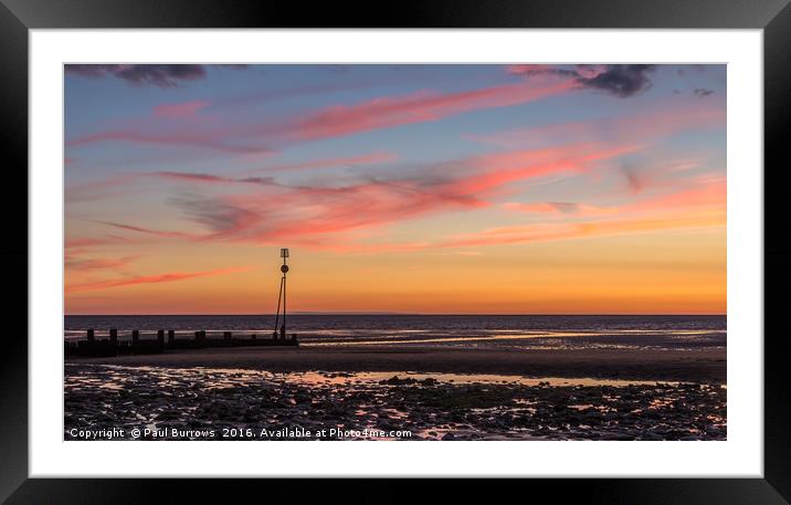 dramatic sunset over Hunstanton Beach, Norfolk Framed Mounted Print by Paul Burrows
