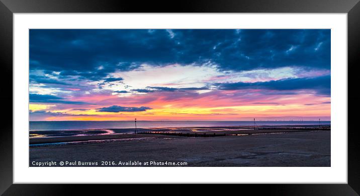 Vivid sunset over Hunstanton beach, Norfolk Framed Mounted Print by Paul Burrows