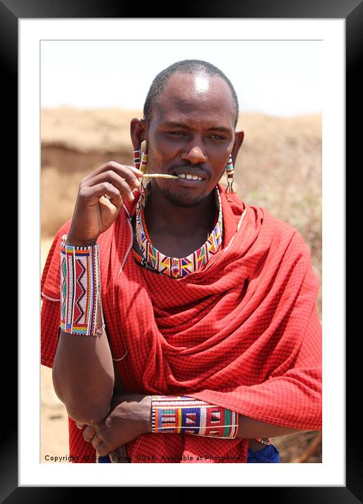 Thoughtful Maasai Framed Mounted Print by Dave Eyres