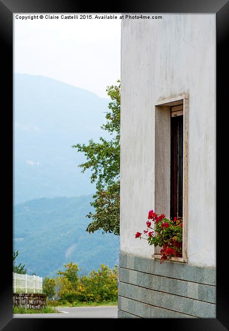 Flowers in the window Framed Print by Claire Castelli