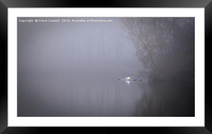 Swan in the mist Framed Mounted Print by Claire Castelli