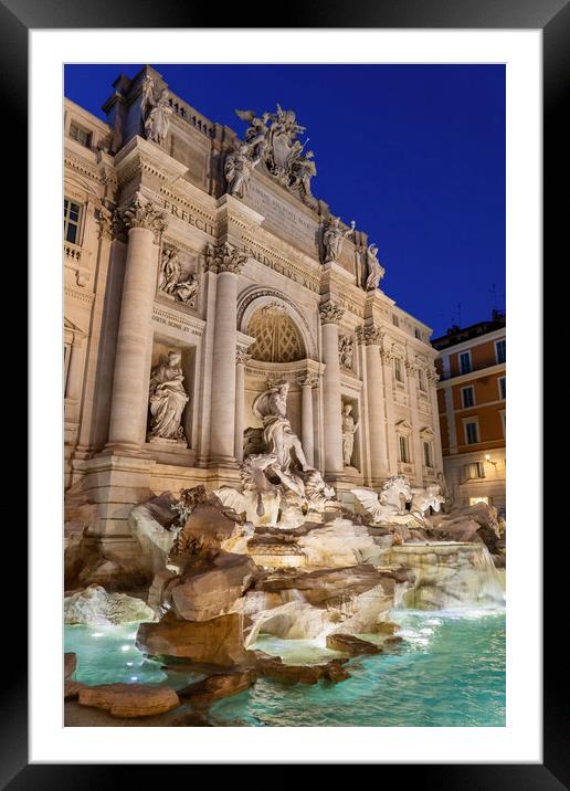 Trevi Fountain At Night In Rome Framed Mounted Print by Artur Bogacki