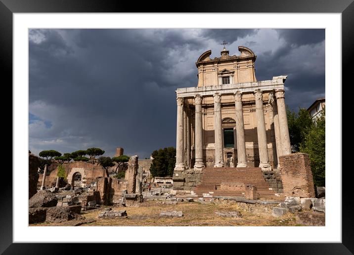 Temple in Roman Forum in Rome Framed Mounted Print by Artur Bogacki