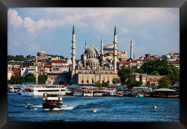 Istanbul Eminonu District City Skyline Framed Print by Artur Bogacki