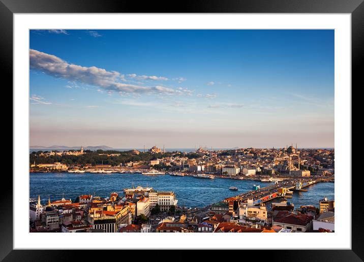 Istanbul City at Sunset in Turkey Framed Mounted Print by Artur Bogacki