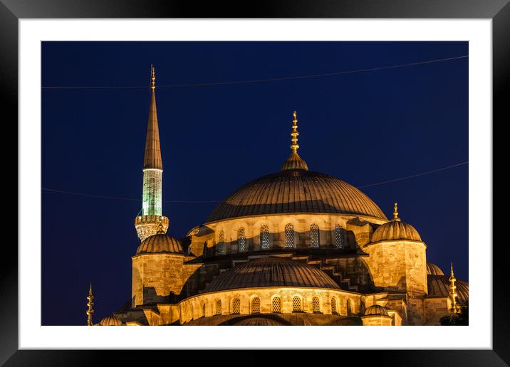 Blue Mosque Domes At Night In Istanbul Framed Mounted Print by Artur Bogacki