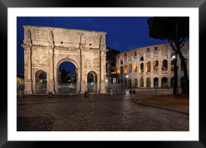 Arch of Constantine and Colosseum by Night Framed Mounted Print by Artur Bogacki