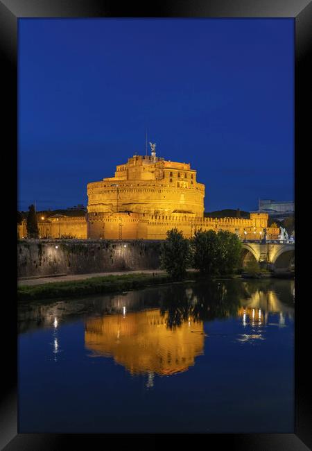 Castel Sant Angelo at Night in Rome Framed Print by Artur Bogacki