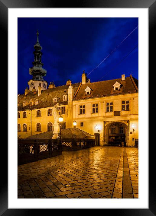 Old Town of Bratislava at Night Framed Mounted Print by Artur Bogacki