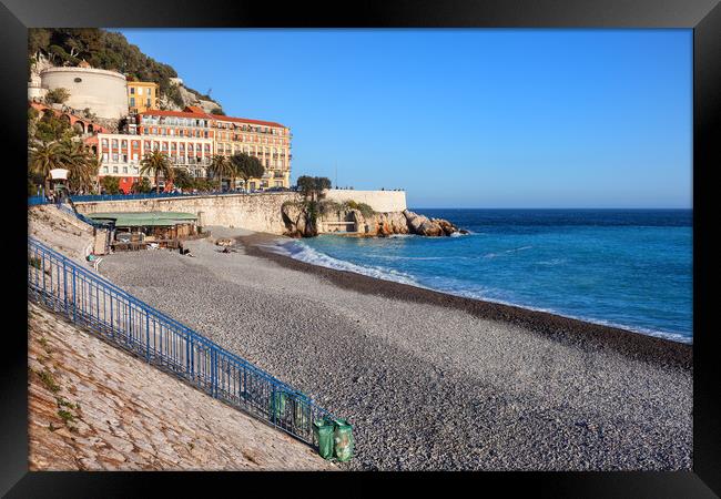 Beach and Sea in Nice City in France Framed Print by Artur Bogacki