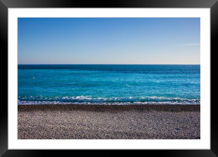 French Riviera Pebble Beach And Sea Framed Mounted Print by Artur Bogacki