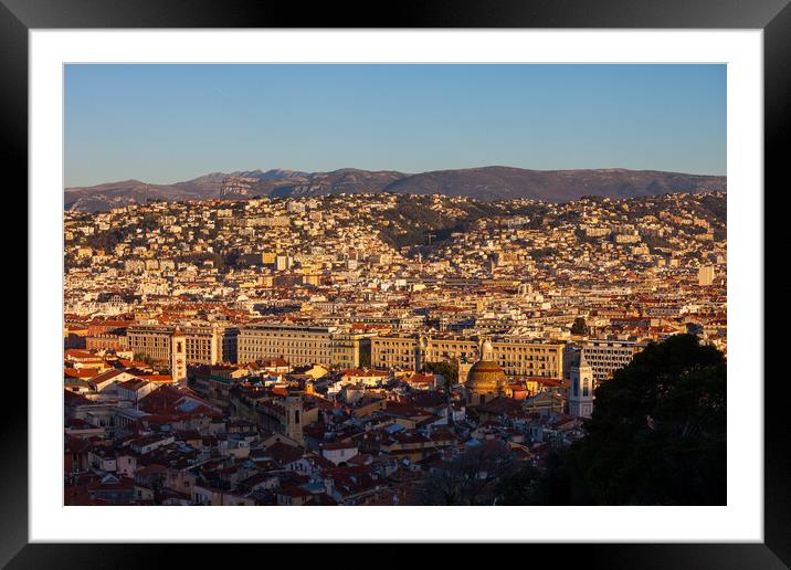 Nice City Sunrise Cityscape Framed Mounted Print by Artur Bogacki