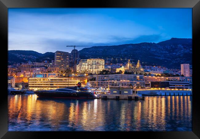 Monaco Monte Carlo At Twilight Framed Print by Artur Bogacki