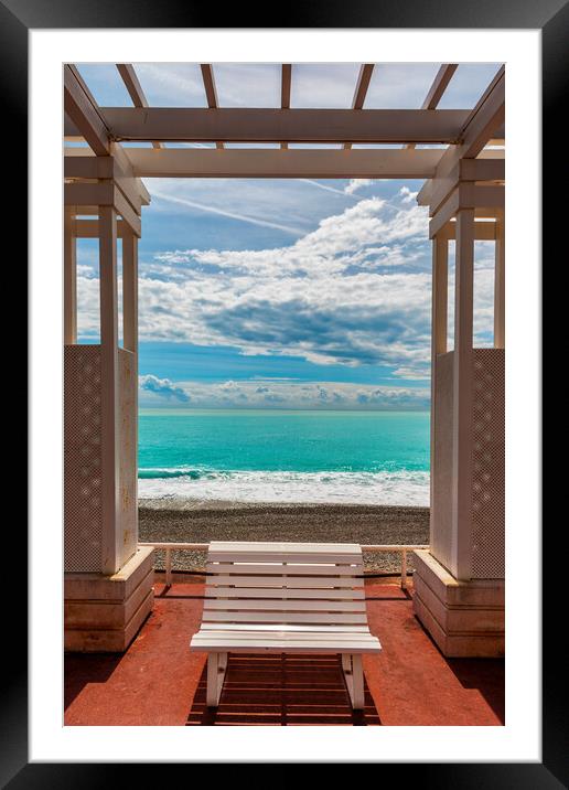Promenade des Anglais Pergola Bench In Nice Framed Mounted Print by Artur Bogacki