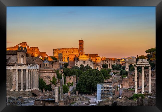 Sunset in Ancient City of Rome Framed Print by Artur Bogacki
