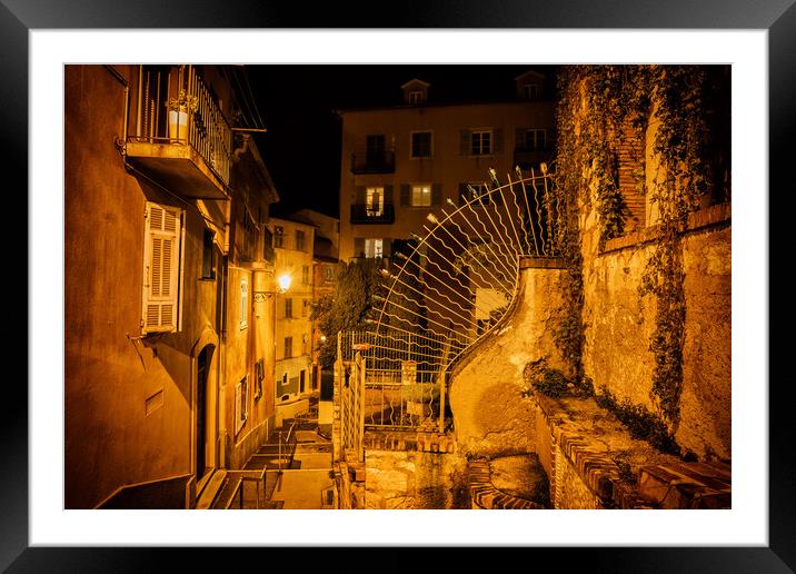 Old Town Of Nice by Night In France Framed Mounted Print by Artur Bogacki