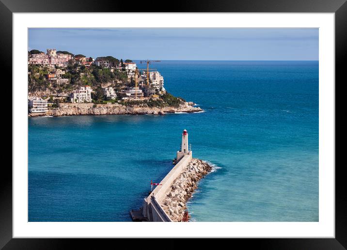 French Rivier Coastline of Mediterranean Sea in France Framed Mounted Print by Artur Bogacki