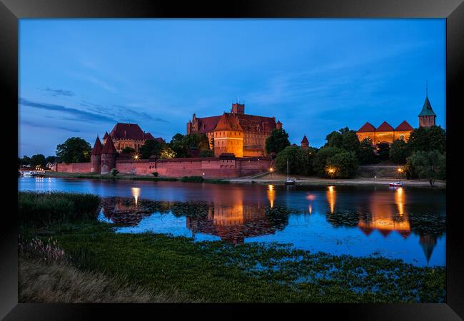 Malbork Castle In Poland Evening River View Framed Print by Artur Bogacki