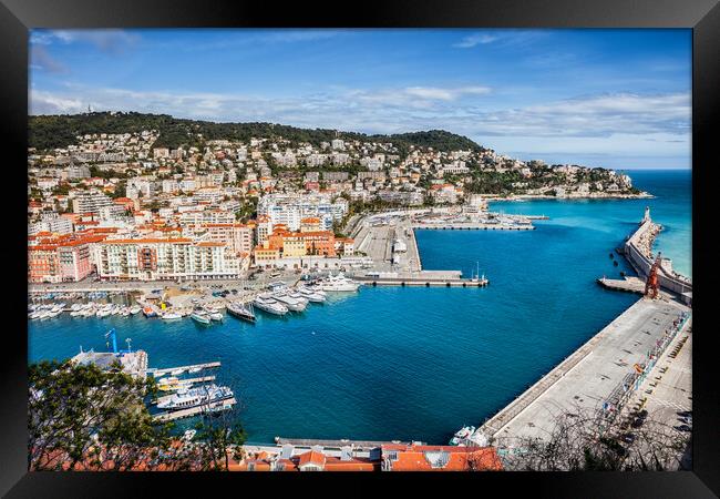 View Above Port of Nice on French Riviera Framed Print by Artur Bogacki