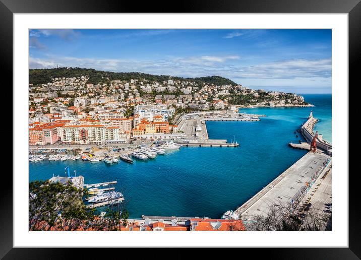View Above Port of Nice on French Riviera Framed Mounted Print by Artur Bogacki