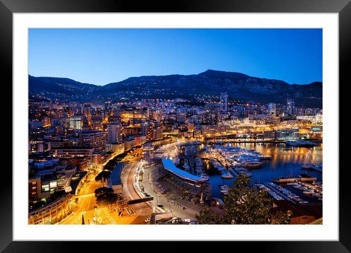 Principality of Monaco at Dusk Framed Mounted Print by Artur Bogacki