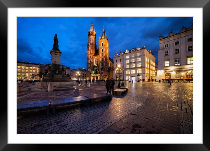 Krakow Old Town Square At Dusk Framed Mounted Print by Artur Bogacki