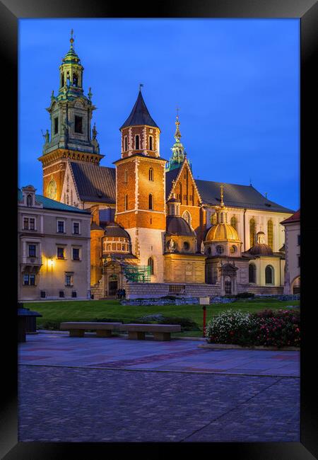 Wawel Cathedral at Night in Krakow Framed Print by Artur Bogacki