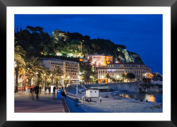 City of Nice by Night in France Framed Mounted Print by Artur Bogacki