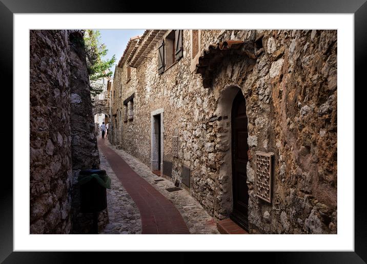 Narrow Alley in Eze Village in France Framed Mounted Print by Artur Bogacki