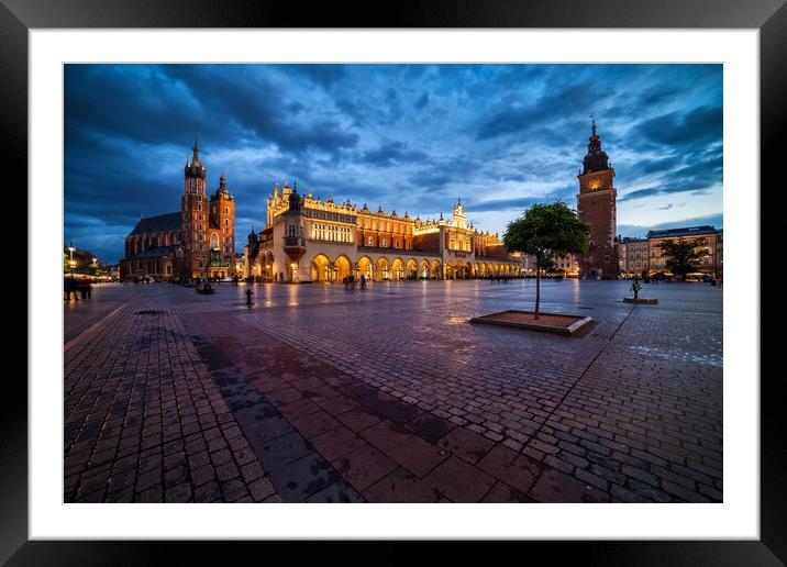 Krakow Old Town Main Square At Dusk Framed Mounted Print by Artur Bogacki