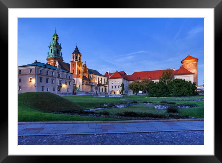 Wawel Cathedral And Castle At Dusk Framed Mounted Print by Artur Bogacki
