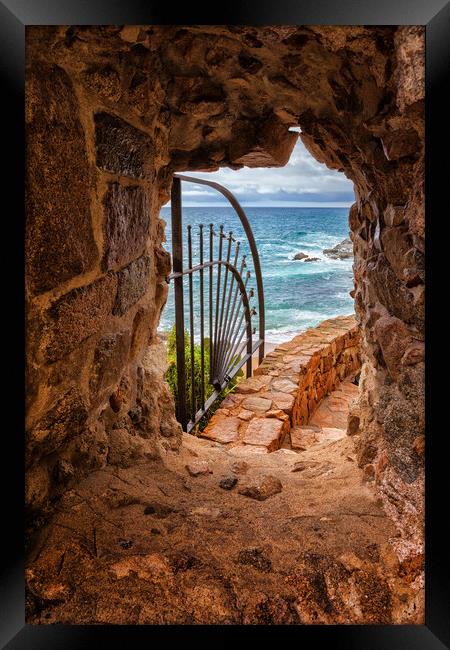 Window in Medieval Wall with View to the Sea Framed Print by Artur Bogacki