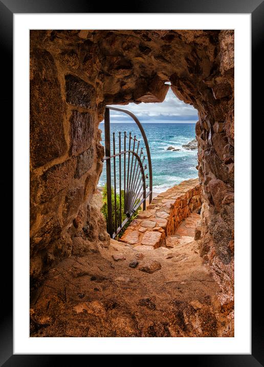 Window in Medieval Wall with View to the Sea Framed Mounted Print by Artur Bogacki