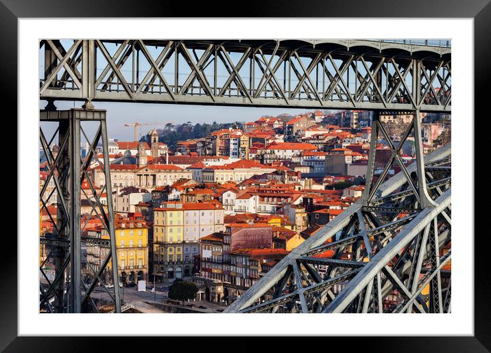 Old Town Of Porto Through Dom Luis I Bridge Framed Mounted Print by Artur Bogacki
