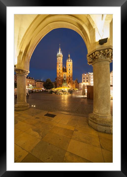 Old Town Main Square at Night in Krakow Framed Mounted Print by Artur Bogacki